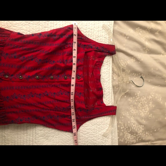 Vintage red dirndle Swiss Austrian dress prairie S - Picture 3 of 8